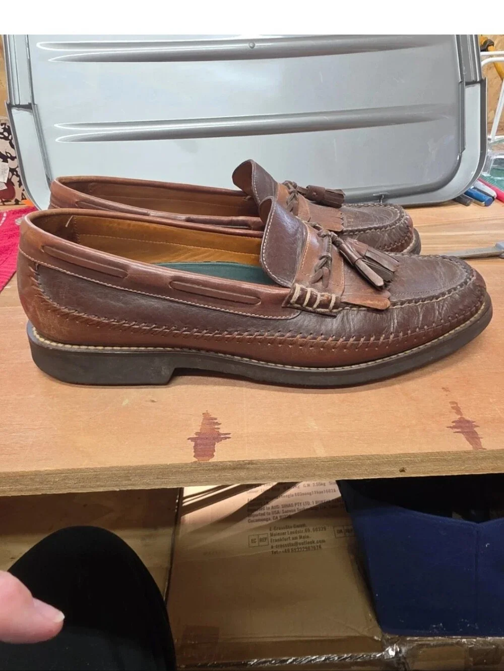 H.S. Trask Shoes Mens Size 13N Brown Leather Slip On Tassel Loafers